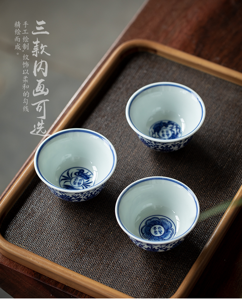 Imitated yongle pure manual pressure hand a single bowl of jingdezhen blue and white hand - made ceramic masters cup tea cups