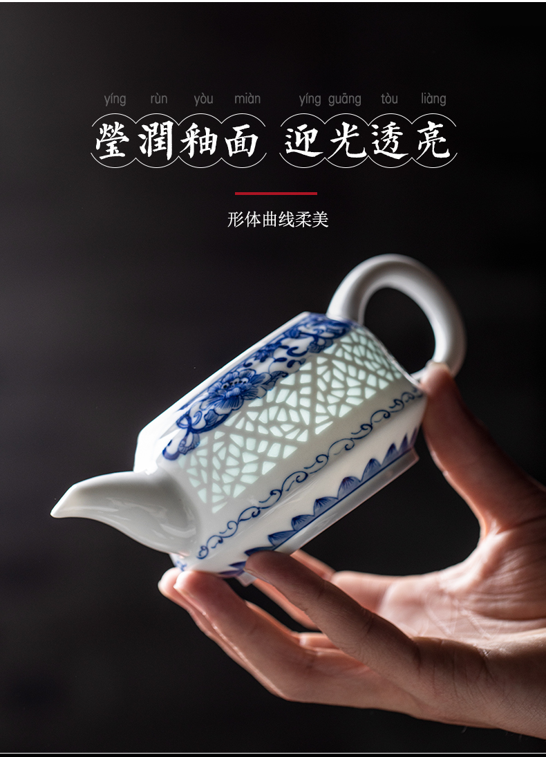 Jingdezhen blue and white and exquisite hand - made exquisite ceramic teapot kung fu tea tea, large - capacity single pot teapot