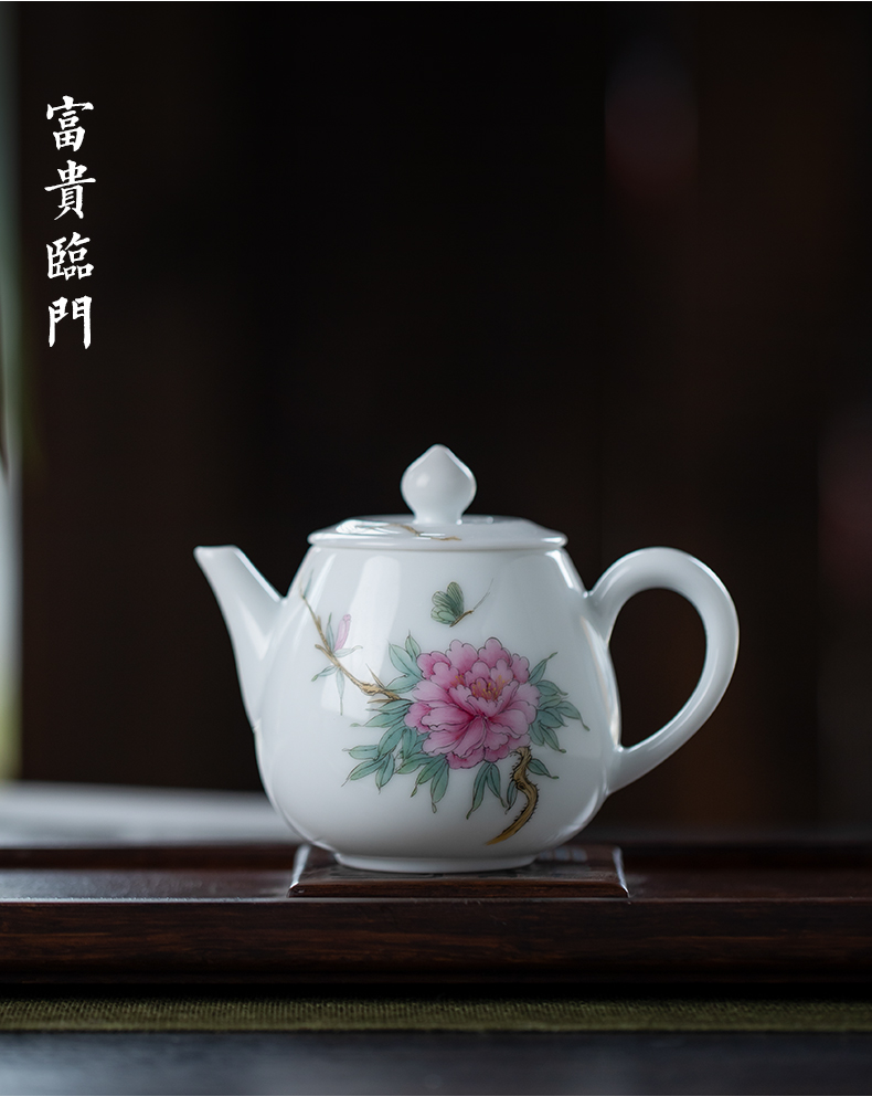 All hand hand draw pastel jingdezhen ceramic teapot kung fu tea set one little teapot use single pot of tea machine