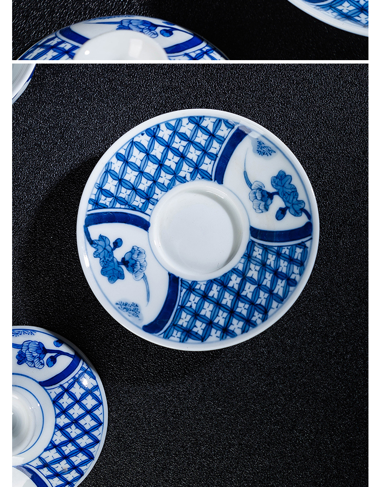 Jingdezhen ceramic hand - made porcelain only three tureen under glaze color kung fu tea set hand catch make tea bowl to bowl
