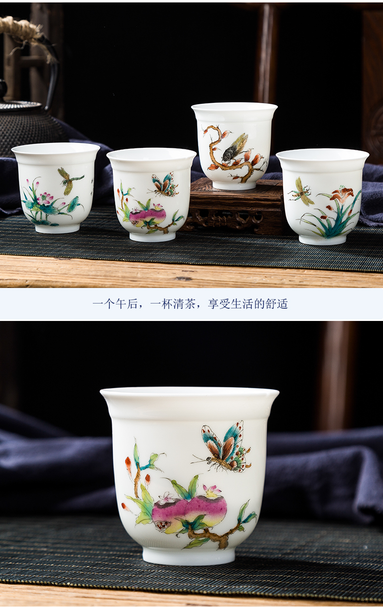 Folk artists hand - made pastel mantis catching cicada large master cup single CPU jingdezhen ceramic kung fu tea cups