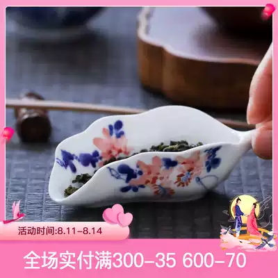 Hand-painted blue and white porcelain teaspoon tea shovel Jingdezhen Pottery Kung Fu small tea set Tea spoon Tea spoon Kung Fu tea accessories