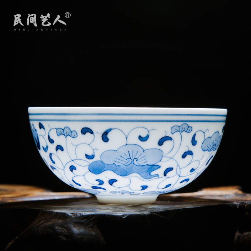 Jingdezhen ceramic hand - made tea cups single CPU master cup sample tea cup individual cup kung fu tea bowl