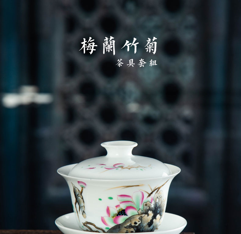 Pastel tureen ceramic bowl kung fu tea set three cups to new one personal capacity make tea bowl bowl of the big number