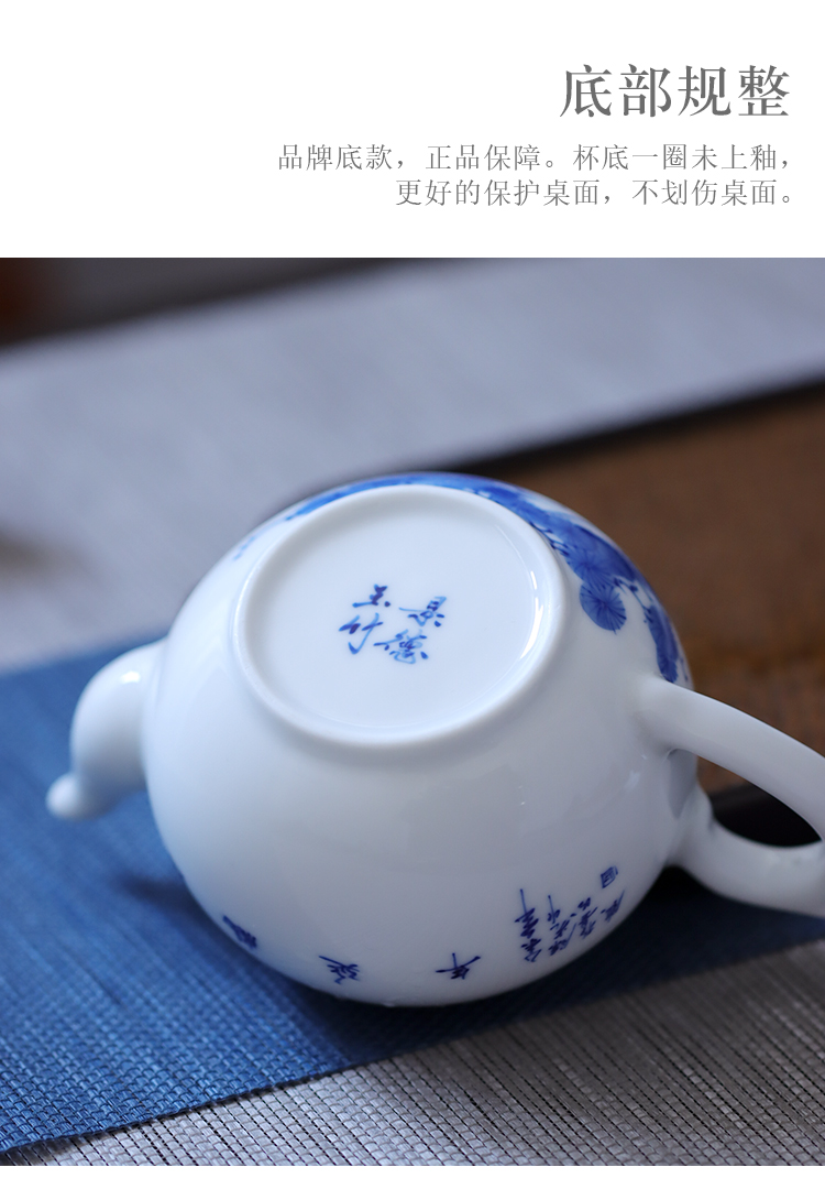 Blue and white porcelain pine crane live teapot hand - made kung fu tea tea, small tea ware jingdezhen ceramic teapot