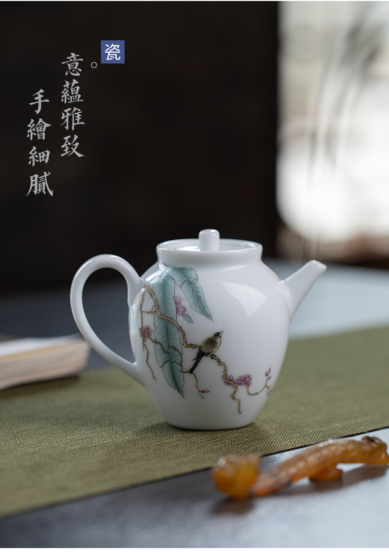 All hand hand draw pastel jingdezhen ceramic teapot kung fu tea set one little teapot use single pot of tea machine