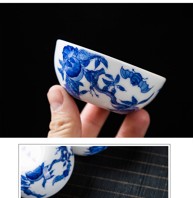 The Master cup single CPU manual kung fu cup hand sample tea cup of blue and white porcelain of jingdezhen ceramic tea set personal tea cups