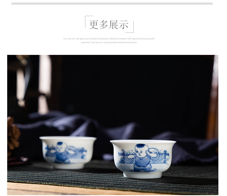 Jingdezhen ceramic hand - made master cup tong qu kung fu tea cups small bowl of blue and white porcelain individual cup sample tea cup