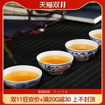 Folk artist hand-painted butterfly figure thin tire blue and white porcelain master Cup Single Cup Jingdezhen ceramic small kung fu tea cup