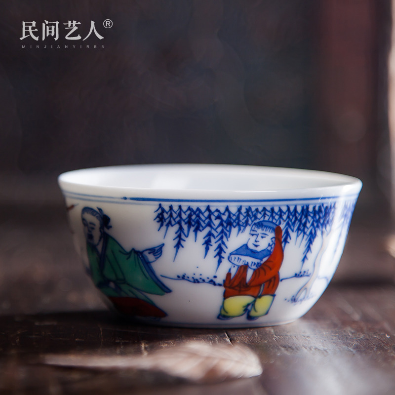 Jingdezhen Ceramic bucket Colorful Tasting Cup Handpainted large Master's Cup Imitation Ancient Single Cup Kung Fu Home Tea Cup Personal Cup