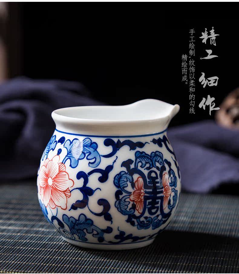 Jingdezhen blue and white youligong hand - made ceramic group long - lived kung fu tea tea ware accessories points well fair keller cup