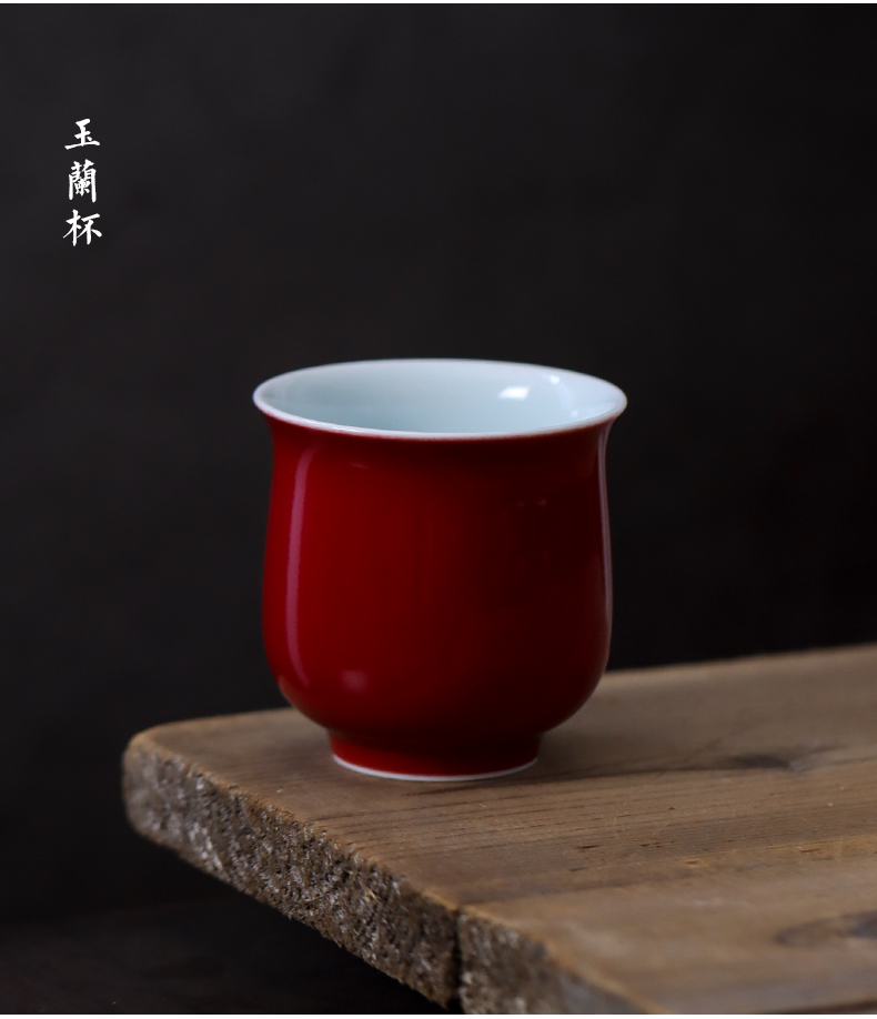 Master ji red cup of jingdezhen ceramic checking sample tea cup kung fu tea cup single cup small bowl