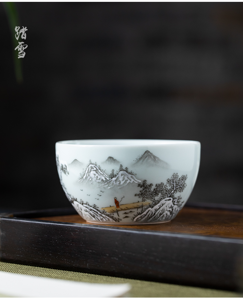 Ink snow hand - made master cup of jingdezhen ceramics enamel kung fu tea cup single CPU single small bowl