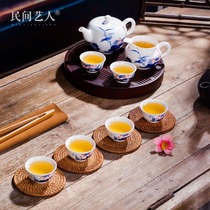 Jingdezhen ceramic hand-painted kung fu tea set blue and white porcelain teapot tea cup set Tea Ceremony home gift