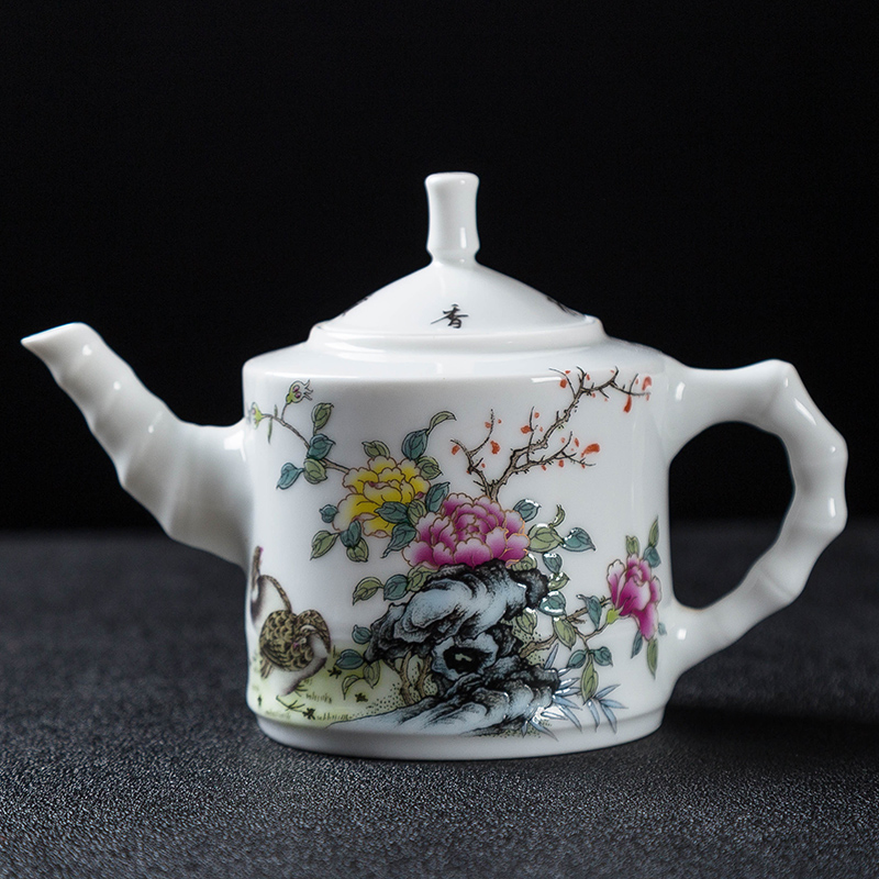 Kung fu tea tea set ceramic teapot single pot teapot jingdezhen high - white porcelain famille rose porcelain teapot