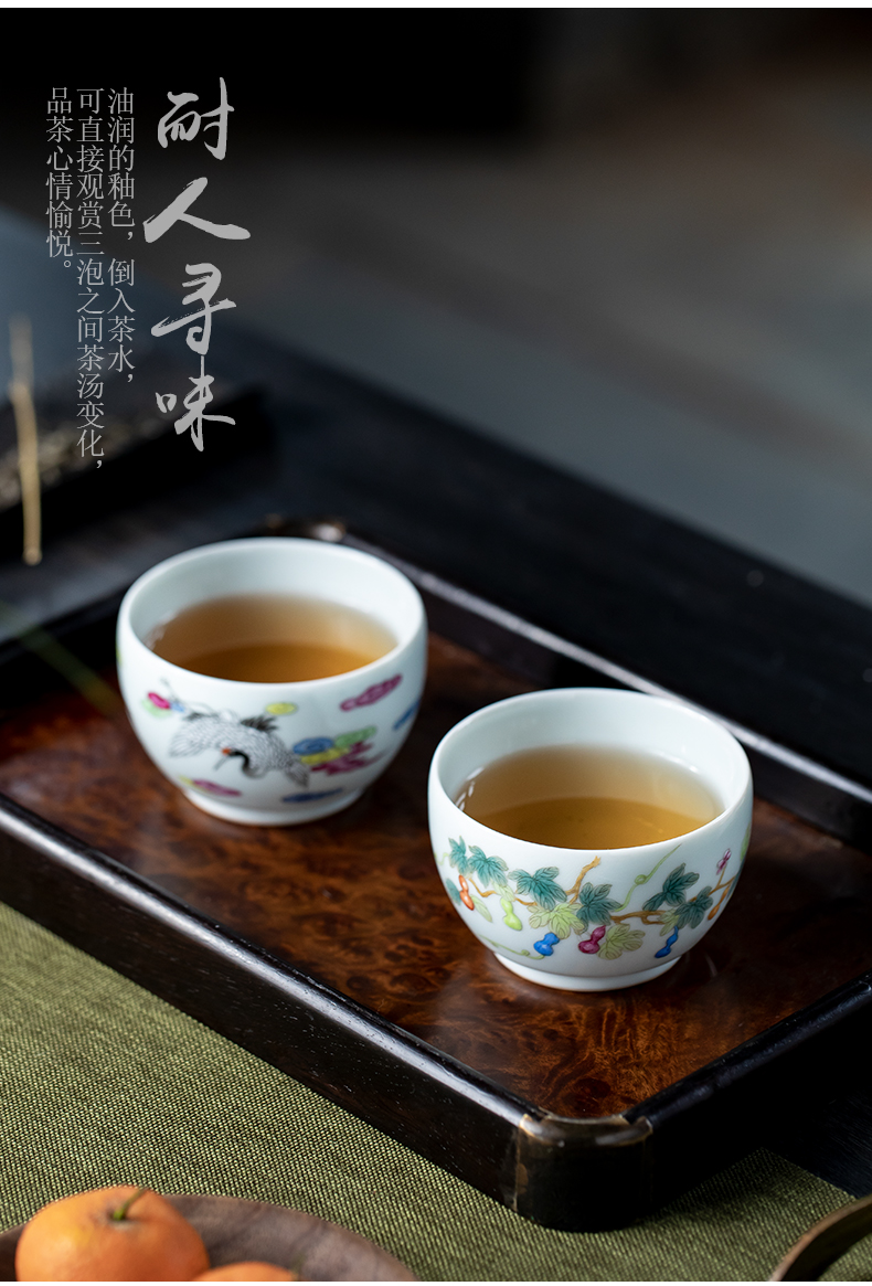 Hand - made pastel master cup of jingdezhen ceramic kung fu tea cup single CPU single household use sample tea cup