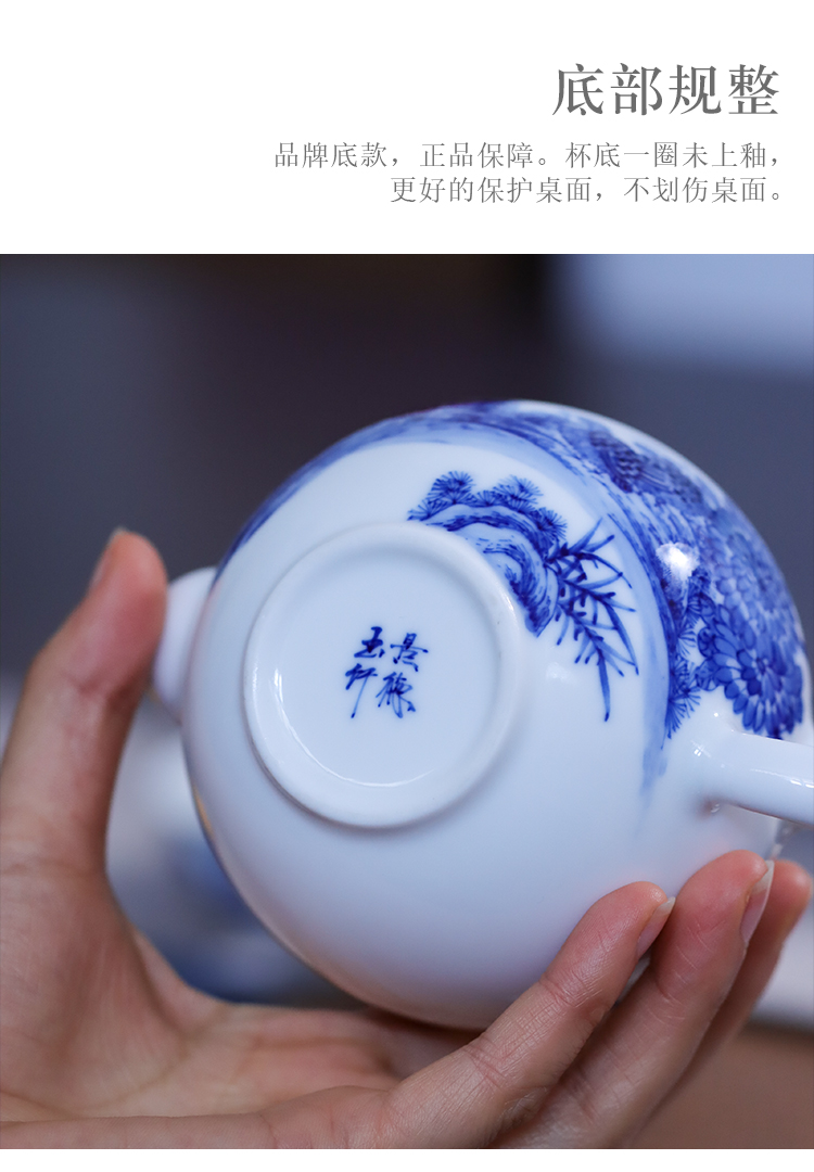 Ceramic hand - made An happily in the teapot kung fu tea accessories little teapot jingdezhen blue and white porcelain teapot