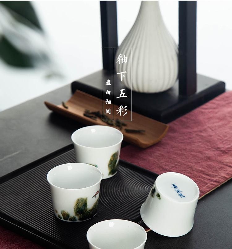 Hand - made ceramic tea cup sample tea cup color glaze up product manual single CPU JingDe kung fu tea masters cup