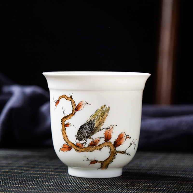 Folk artists hand - made pastel mantis catching cicada large master cup single CPU jingdezhen ceramic kung fu tea cups