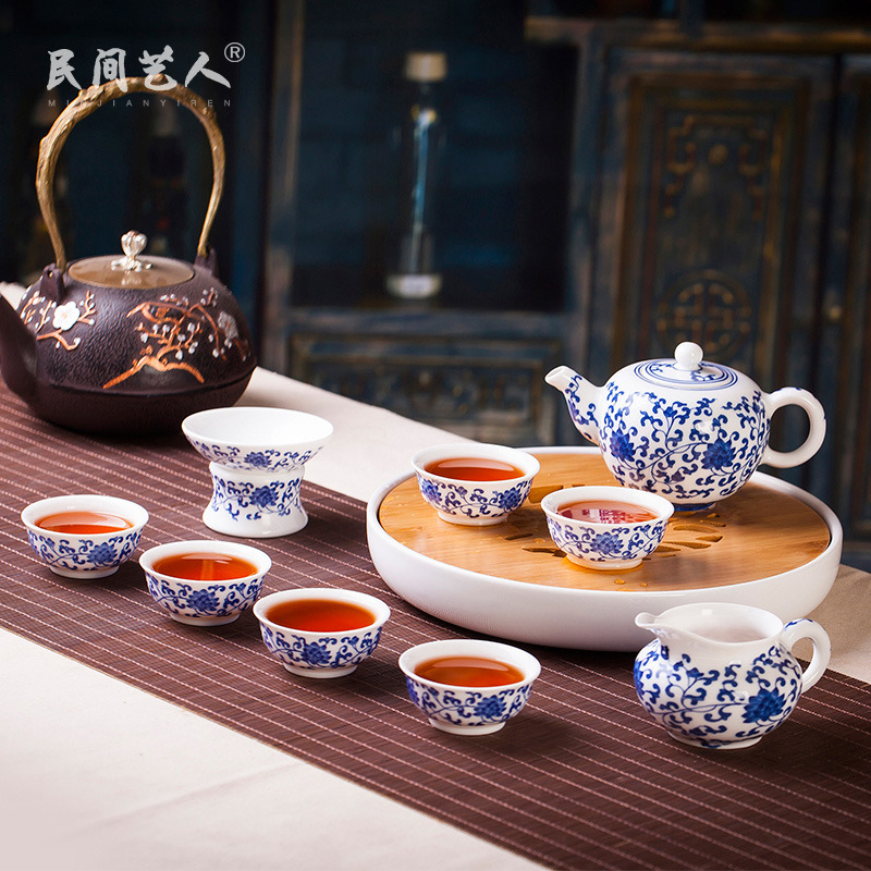 Jingdezhen ceramic tea set with tea tray sample tea cup teapot) fair keller kung fu tea set