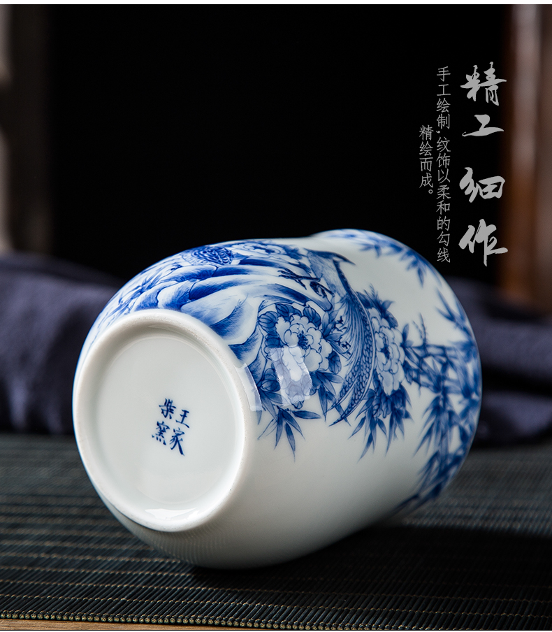 Jingdezhen ceramic hand - made all hand blue mirs well fair keller cup kung fu tea tea set points