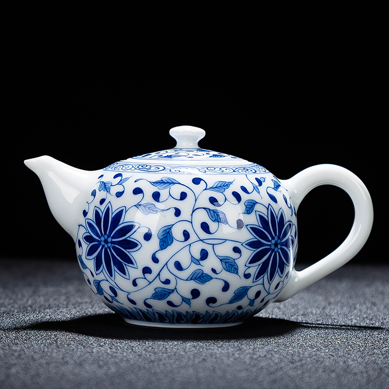 Ceramic teapot kung fu tea teapot contracted small capacity under the jingdezhen blue and white porcelain thin foetus enamel colors