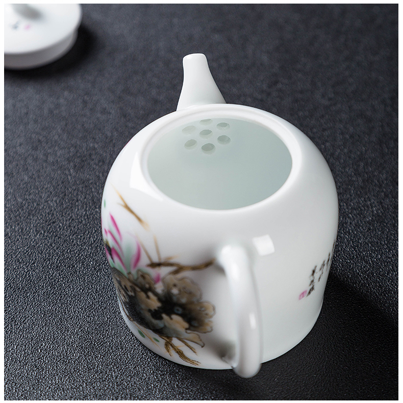 Kung fu tea tea set ceramic teapot single pot teapot jingdezhen high - white porcelain famille rose porcelain teapot