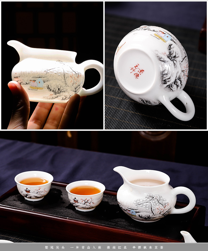 Jingdezhen kung fu tea set hand - made pure manual set of ceramic tea set teapot master single fair keller cup