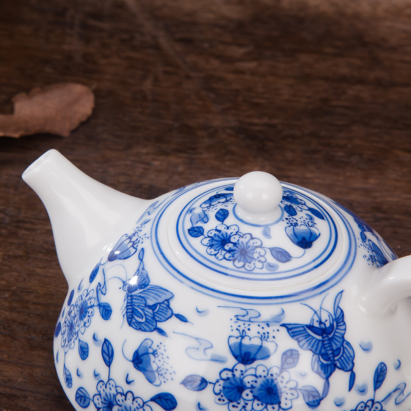 Jingdezhen ceramic kung fu tea set single pot of hand - made of household small blue and white porcelain teapot tea kettle pot