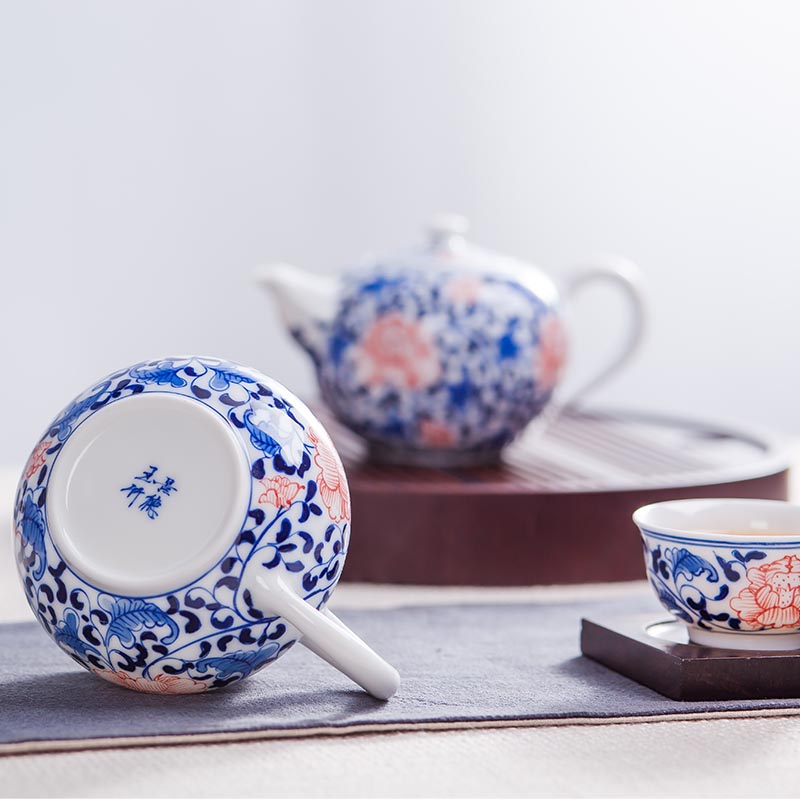 Jingdezhen high - white hand - made six people with ceramic tea set tea kungfu tea cups of a complete set of the teapot