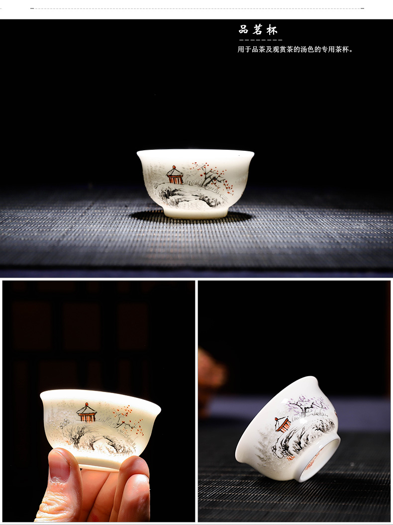 Jingdezhen kung fu tea set hand - made pure manual set of ceramic tea set teapot master single fair keller cup