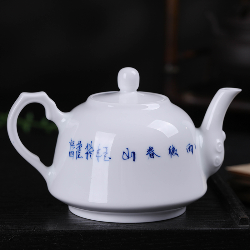 Blue and white porcelain of jingdezhen ceramics hand - made kung fu tea set large teapot tea ware single pot teapot household kettle