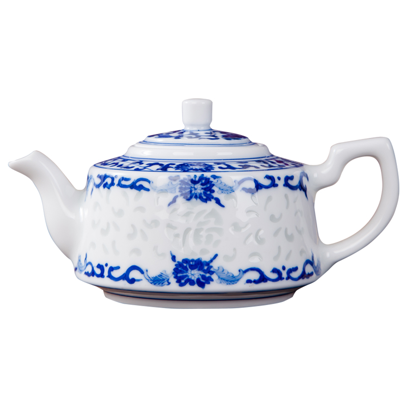 Blue and white and exquisite porcelain ceramic teapot single pot of hand - made LvKong m small kung fu tea kettle household jingdezhen