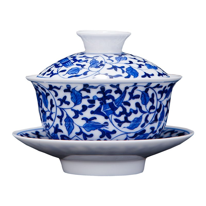 Hand by Hand in blue and white porcelain tureen tea sets jingdezhen kung fu tea set three packages mailed to bowl of tea bowl
