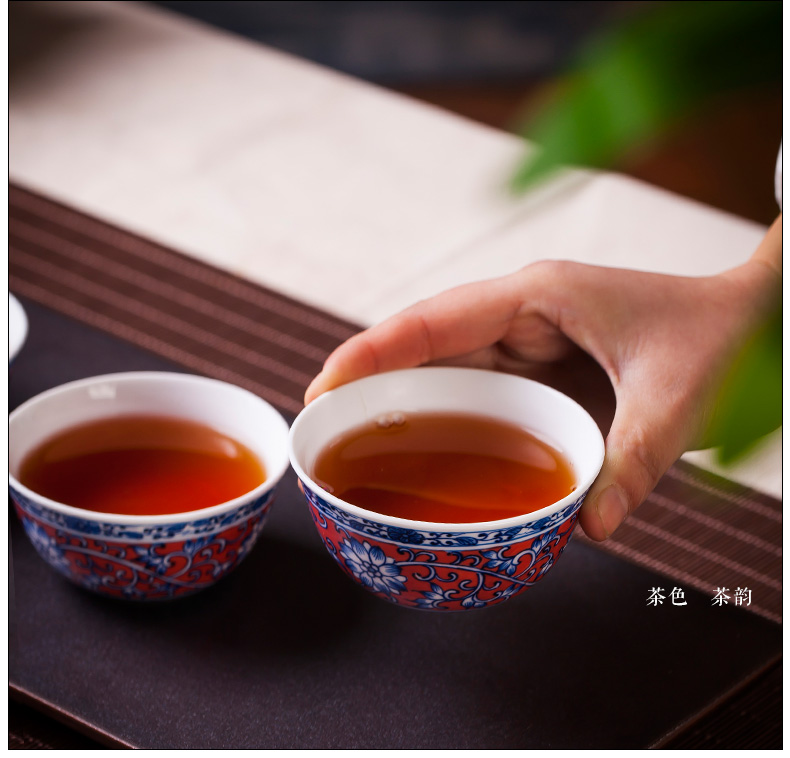 Jingdezhen ceramic hand - made pastel sample tea cup kung fu tea set personal cup master cup small bowl with a cup of tea cups