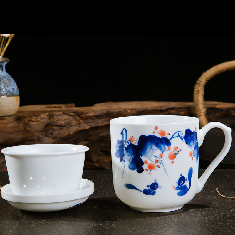 Jingdezhen ceramic filter tank teacups hand - made porcelain office meeting single cup large tea cups