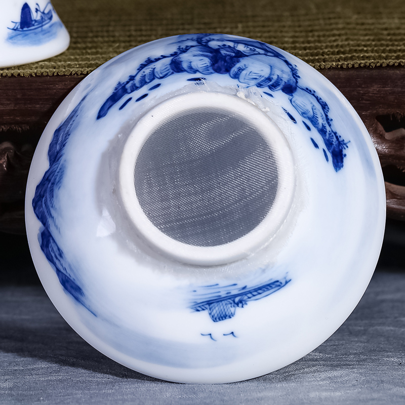 Jingdezhen blue and white landscape tea strainer) hand - made ceramics filter kung fu tea tea taking of spare parts