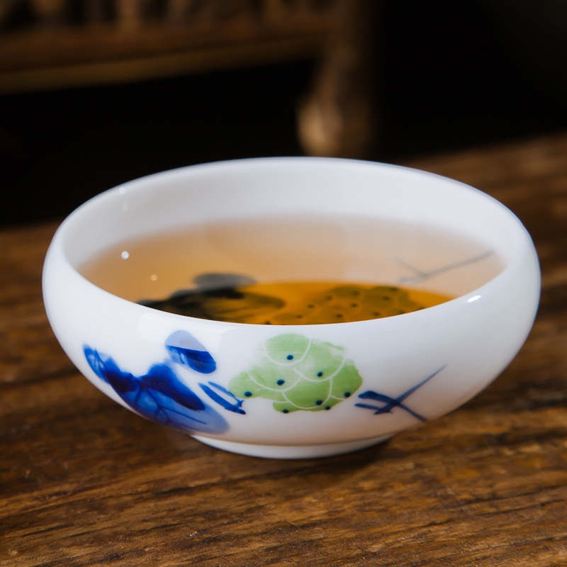Jingdezhen ceramic checking kung fu tea set single cup sample tea cup of blue and white porcelain bowl with individual CPU master cup package mail