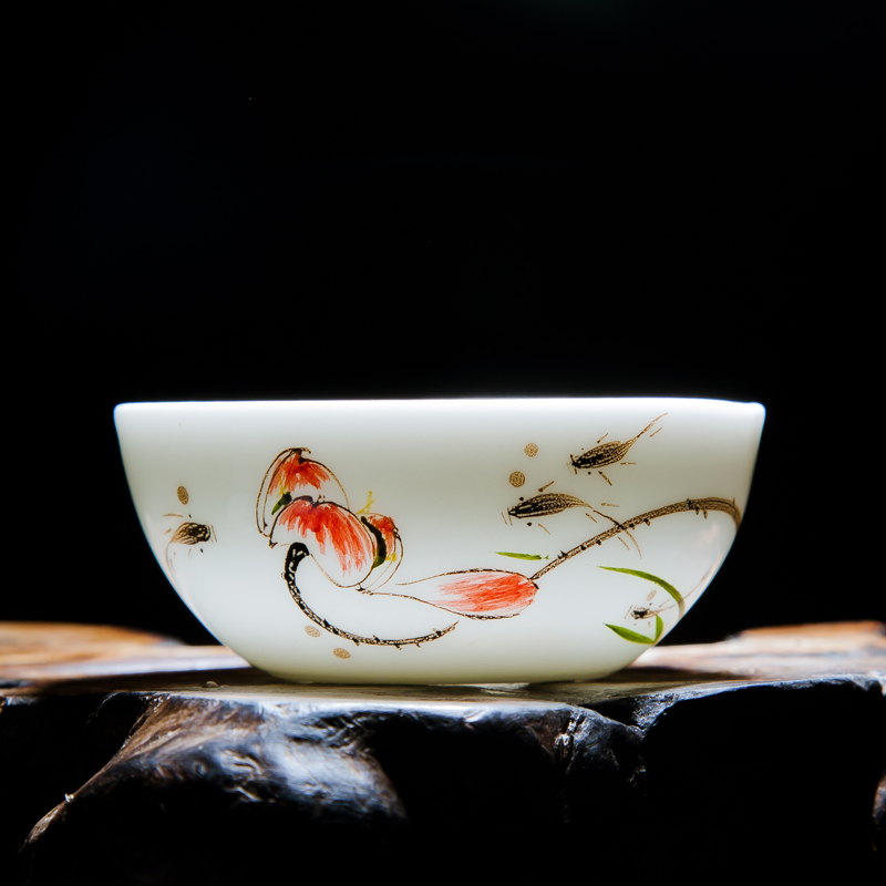 Jingdezhen ceramic hand - made trumpet pu - erh tea cup of kung fu tea master cup sample tea cup individual cup single cup bowl