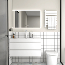Japanese minimalist one ceramic solid wood bathroom cabinet combination modern beauty mirror smart toilet wash basin