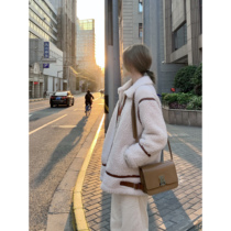 surblue leather lamb coat women short lapel autumn and winter 2020 new cotton-padded jacket Korean version of thick cotton coat