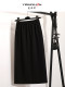 Black plus size skirt for women autumn new high waist slit hip straight long skirt A line mid-length one-step skirt