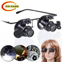 Factory direct sales LED light dual lens 20x glasses repair repair detection metal magnifying glass 9892A-II