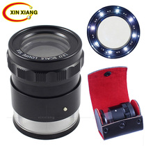 8 LED lights 3 sets of optical glass HD with scale 10x magnifying glass cylindrical holster gift box
