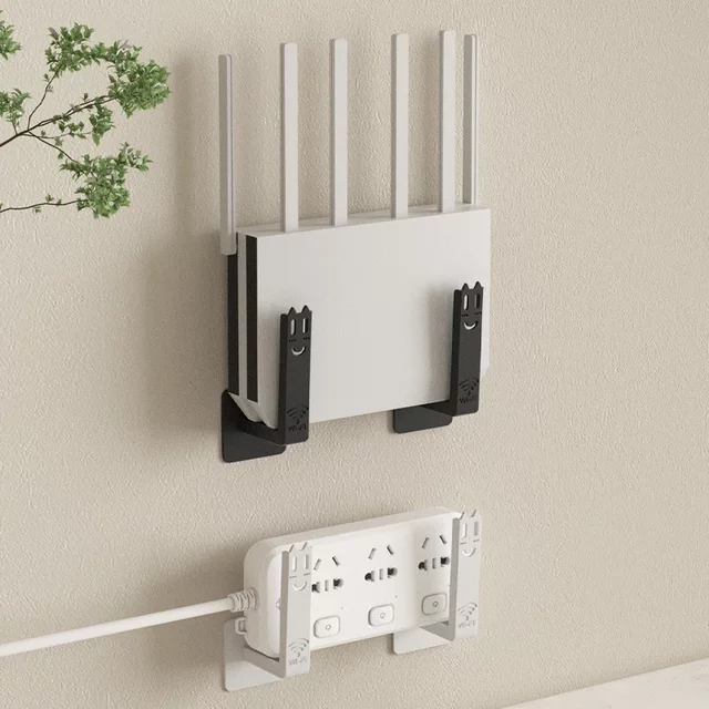 Router placement rack wifi wall TV hanging set-top box storage box without punching bracket bracket