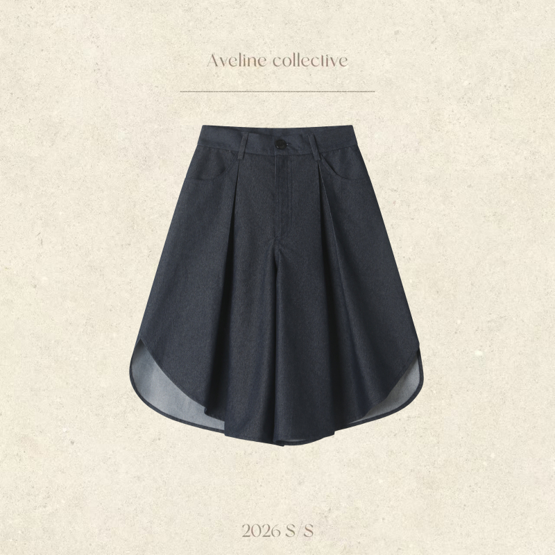 Aveline New Summer Petal-Shaped High-Waisted Denim Shorts Pleated Lightweight Casual Skirt Pants for Women