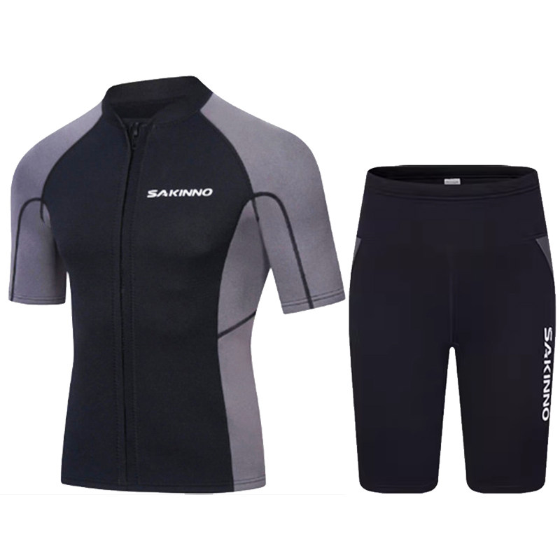 2mm split short sleeve wetsuit suit shorts surf paddle board sailor male and female sunscreen long sleeve jellyfish swimsuit-Taobao