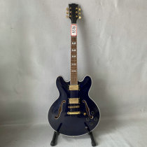 es335 style half hollow jazz electric guitar 6 strings maple wood case rose wood fingerboard dark blue
