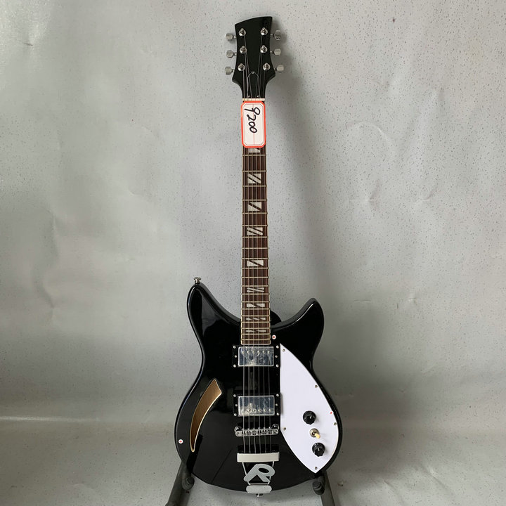 Foreign Trade Outlet Tail single Custom No Mark Black Bright Light Semi Hollow Small Body Jazz Electric Guitar Special Price
