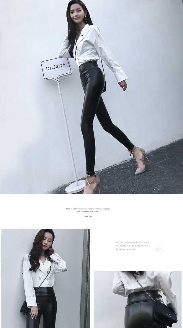 Mùa thu và mùa đông quần da pu phụ nữ mặc quần legging đen mỏng eo cao cộng với quần nhung dày chân quần dài bó sát quần ngắn nữ đẹp